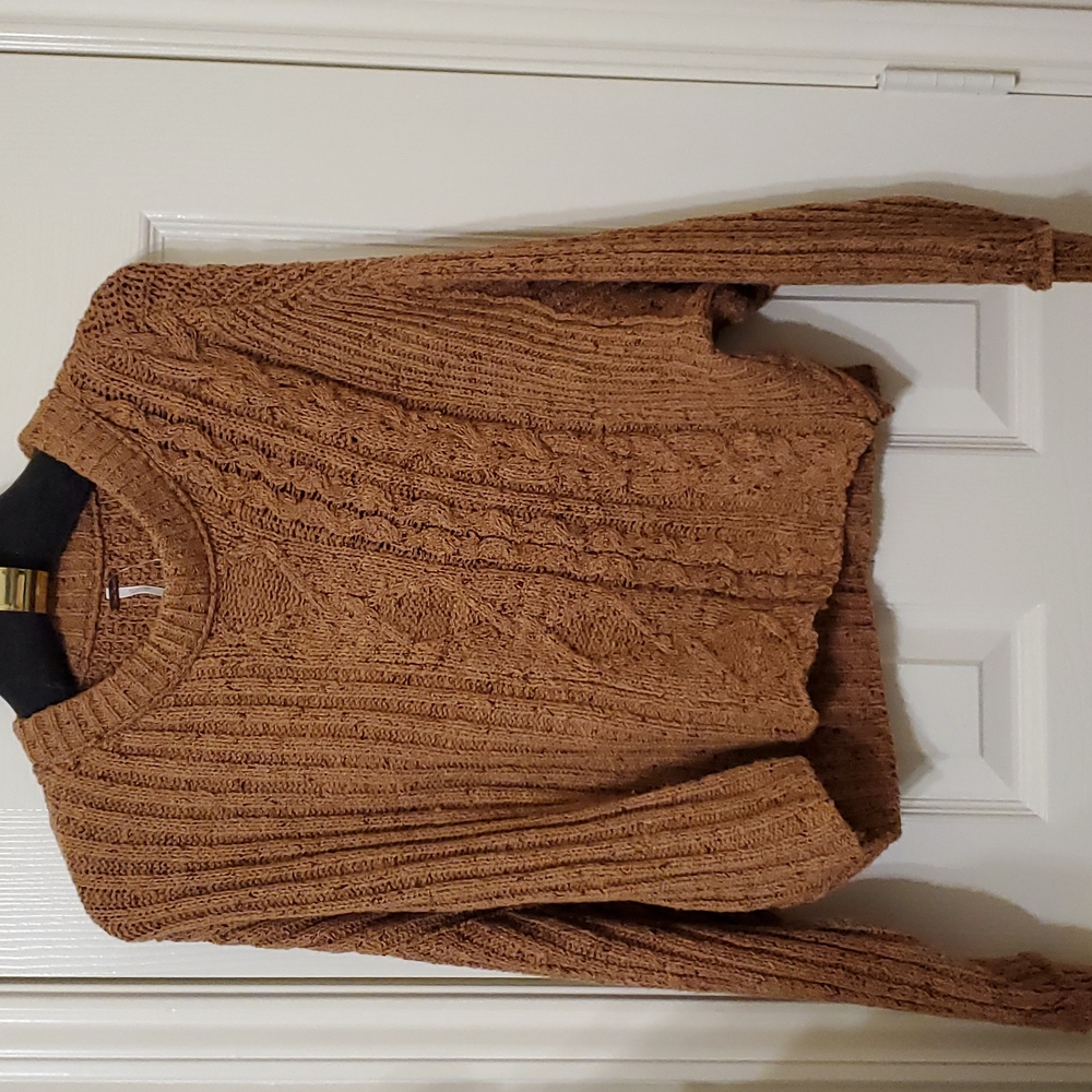 Free people knit brown sugar cable sweater NWT - Picture 2 of 8